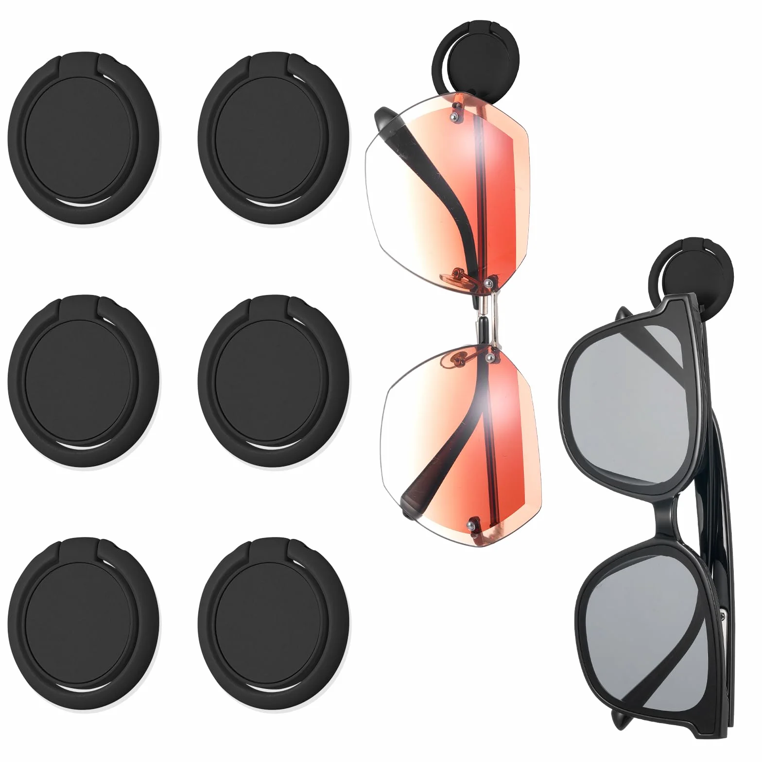 8-pak organizer na okulary przeciwsłoneczne, ścienny, okrągły, montowany na ścianie, uchwyt na okulary przeciwsłoneczne, wiszący organizer na okulary przeciwsłoneczne, czarny uchwyt na okulary