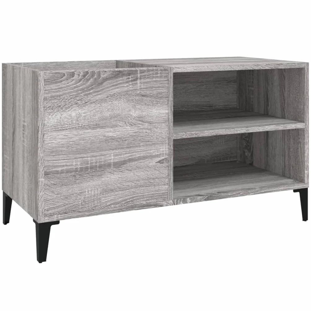 Szafka panelowa Sonoma szara, 84,5 x 38 x 48 cm, materiał drewnopochodny, wytrzymała szafka winylowa z metalowymi nogami, idealna do przechowywania płyt winylowych LP, uniwersalna szafka
