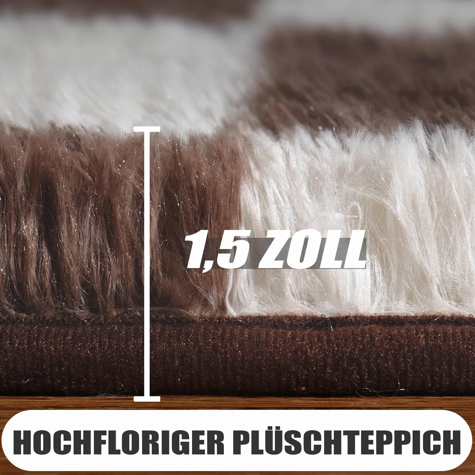 Dywan w kratkę do sypialni, 150x210cm, brązowy i biały, miękki, duży dywan do salonu dla dziewczynek, chłopców, młodzieży, pokoju dziecięcego, z długim runem, puszysty, dywanik przy łóżku