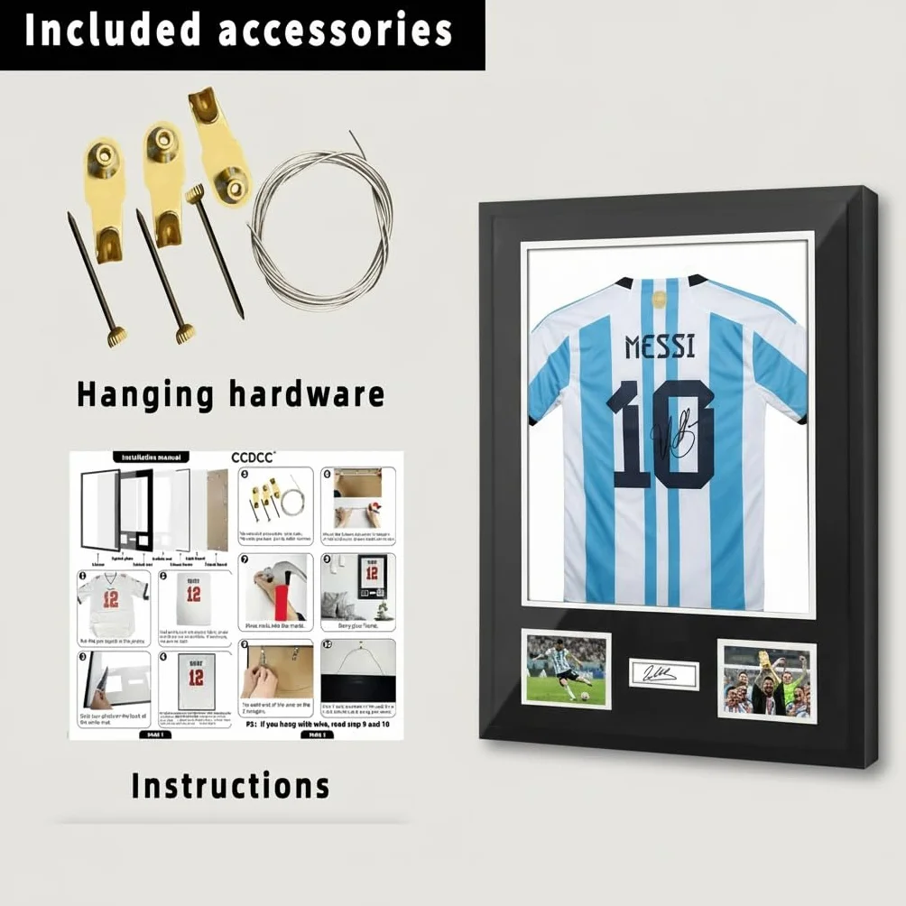 Ramka na Koszulkę Piłkarską 60×80 cm – Aluminiowa Ramka do Koszulki DIY, Do Montażu na Ścianie, Do Koszulek Piłkarskich, Rugby i T-Shirtów Zespołów