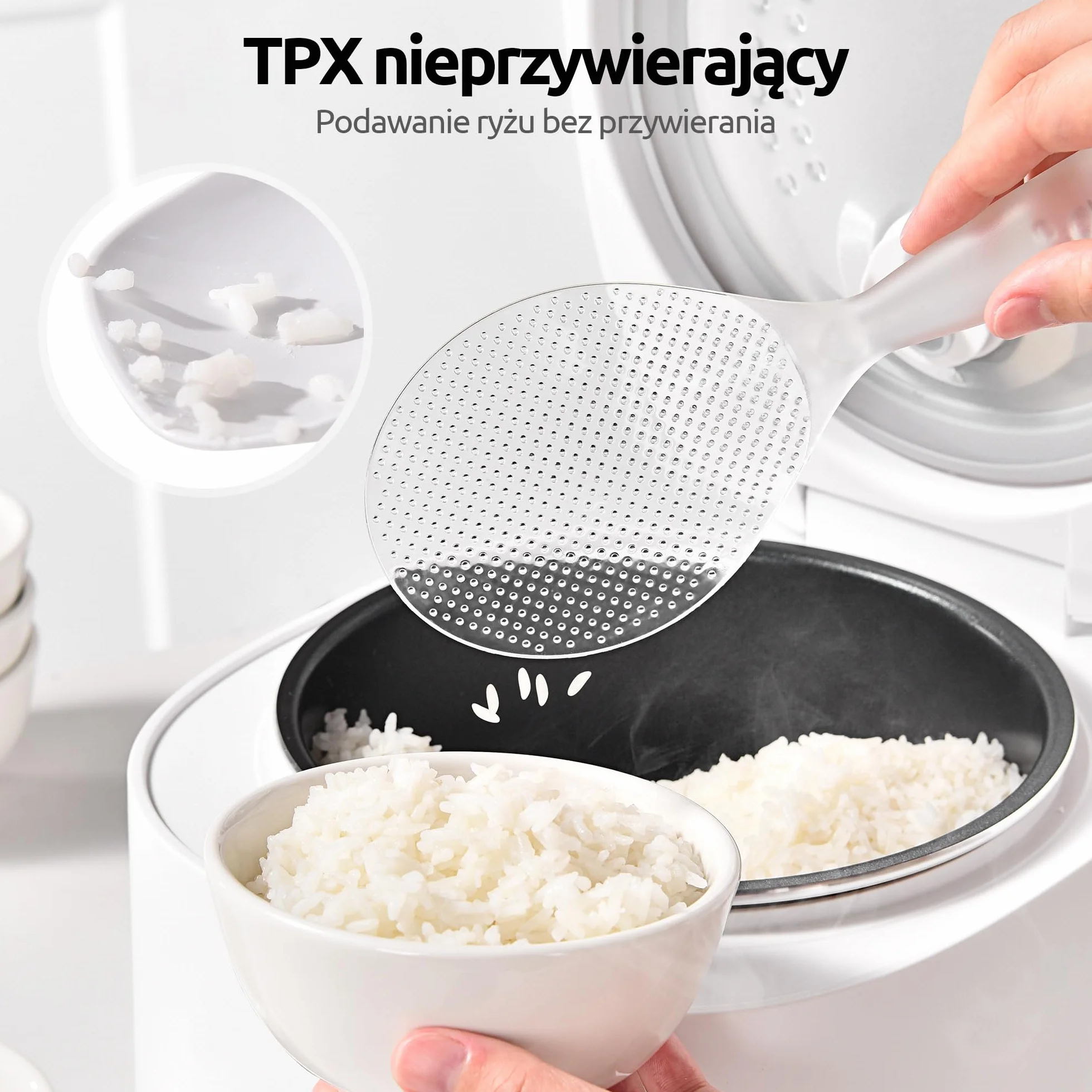 U-Taste Łyżka do ryżu, odporna na temperaturę 165°C, do żywności, z powłoką nieprzywierającą, do nakładania sałatek, sushi i makaronu (przezroczysta)
