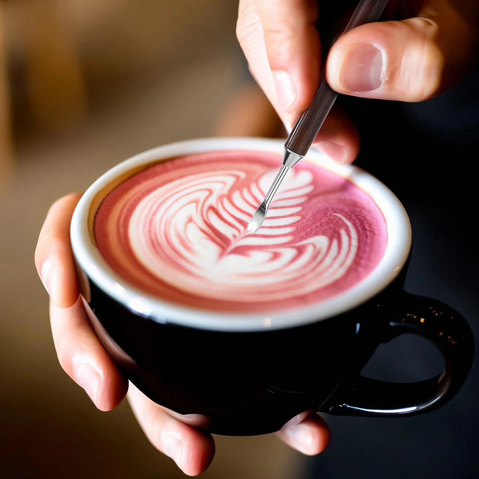 Pióro latte Art, pióro ze stali nierdzewnej, cynamonowe pióro do kawiarni, baristy, akcesoria do tworzenia espresso, akcesoria do ustawień parzenia w domu, kawiarni, latte cappuccino macchiato, 1 szt