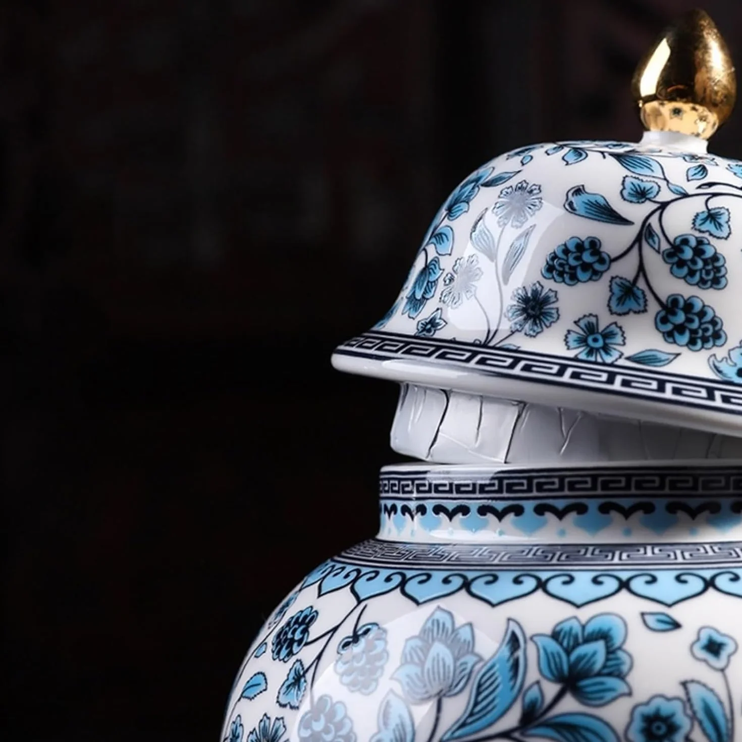 Słoik imbirowy niebieska i biała ceramiczna herbata domowe ozdoby przechowywanie słoik na herbatę chiński styl (zielony)