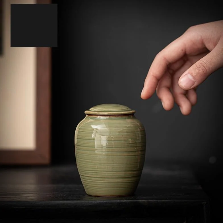 Pojemniki na herbatę sypką Ceramiczny pojemnik na herbatę Mini Awakening Przenośna, zamknięta, czarno-zielona próbka(D)