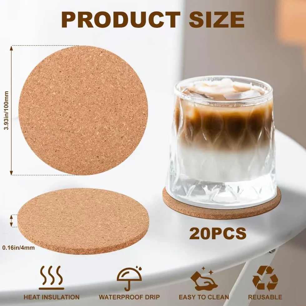 LATRAT Zestaw podstawek z korka okrągłe Ø 10 cm pod doniczki