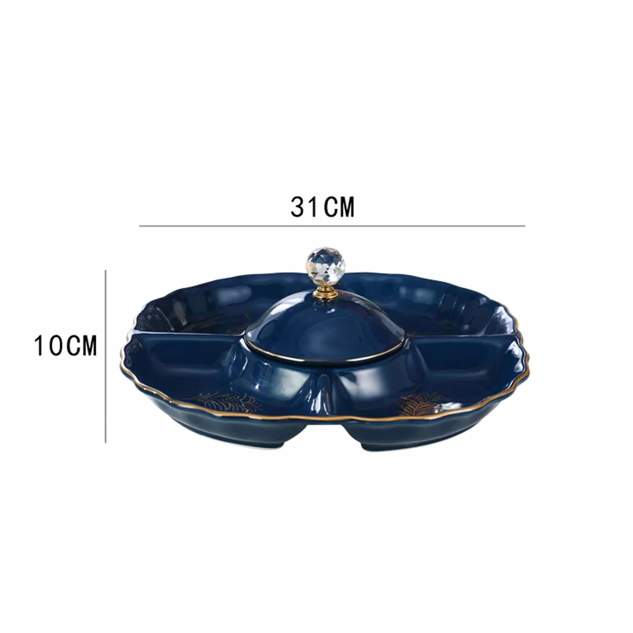 Ceramiczna miska na owoce, Wysokiej klasy ceramiczny talerz na suszone owoce z 5 siatkami, wykwintne przekąski taca cukierki, kompot orzechów i stojak jagody/niebieska(Blue)