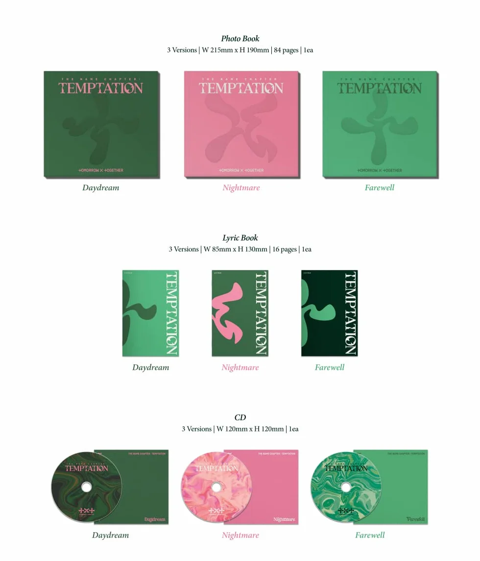 TXT - The Name Chapter : Temptation Album+Store Gift (Daydream+Nightmare+Pożegnanie wersja)