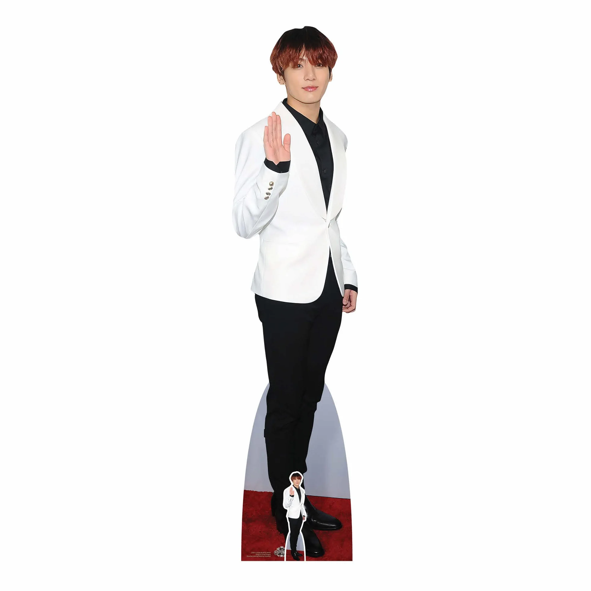 STAR CUTOUTS CS973 Jungkook Bangtan Boys biały Jeon Jung-kook Waving Lifesize kartonowe wycięcie z bezpłatnym mini, regularny