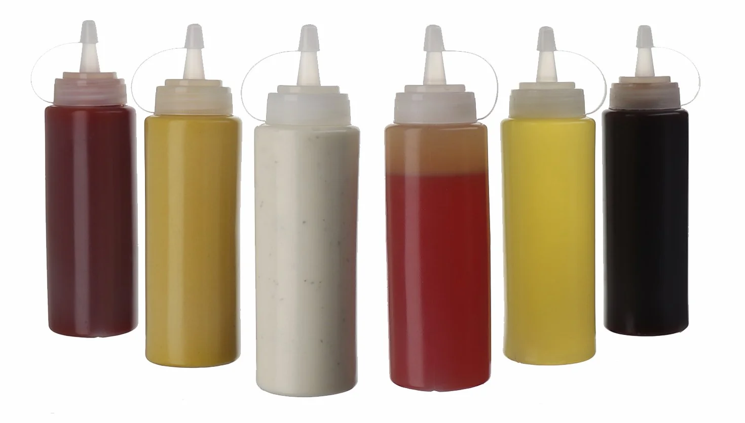 Oaklyn (6pk 16 oz plastikowa butelka na sos z zakręcanymi pokrywkami - Top Mayo Hot Sauces Oliwa z oliwek Ketchup Dozownik musztardy - Butelka Dozownik do grilla bez BPA