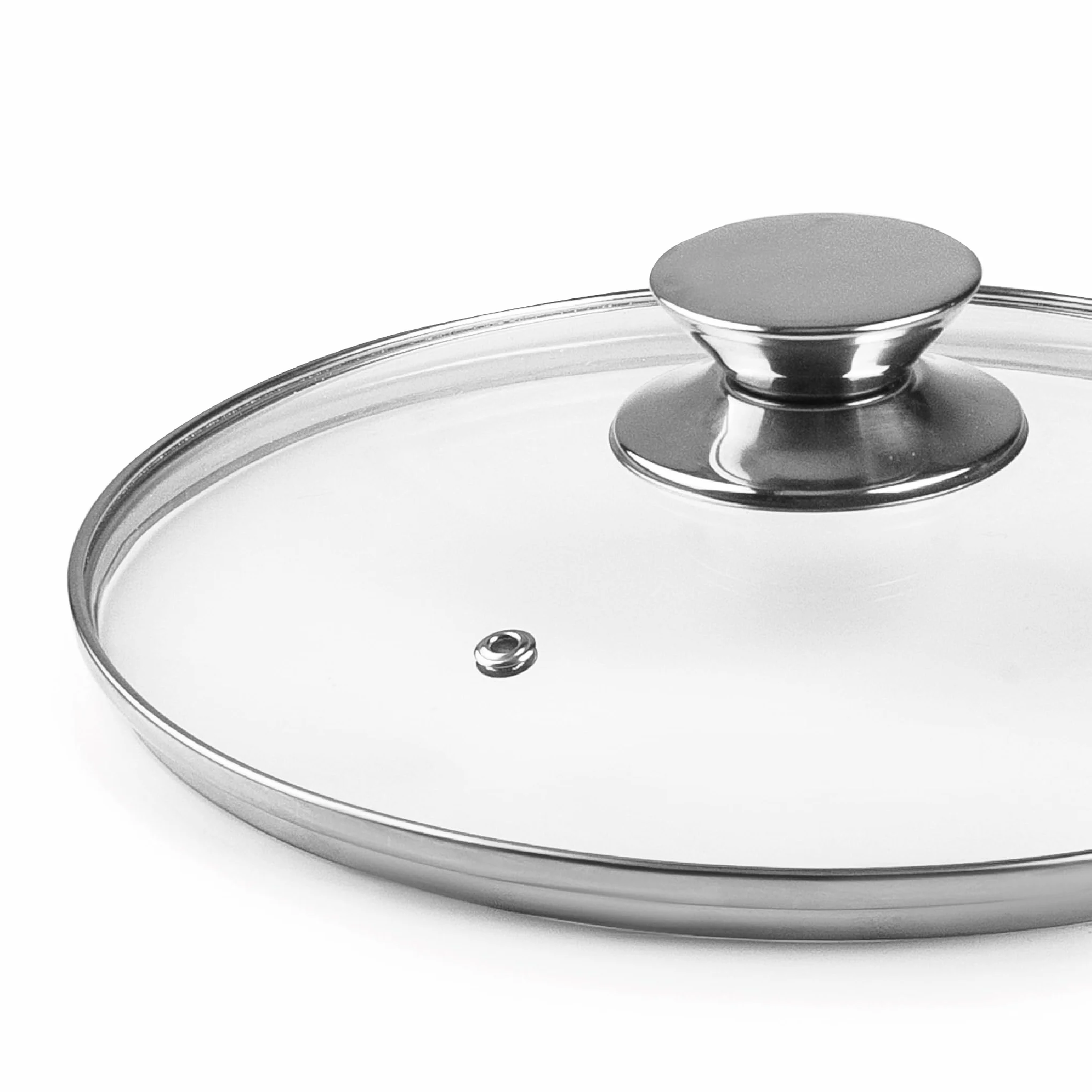 Ibili, 971624, szklana pokrywka z uchwytem ze stali nierdzewnej, 24 cm