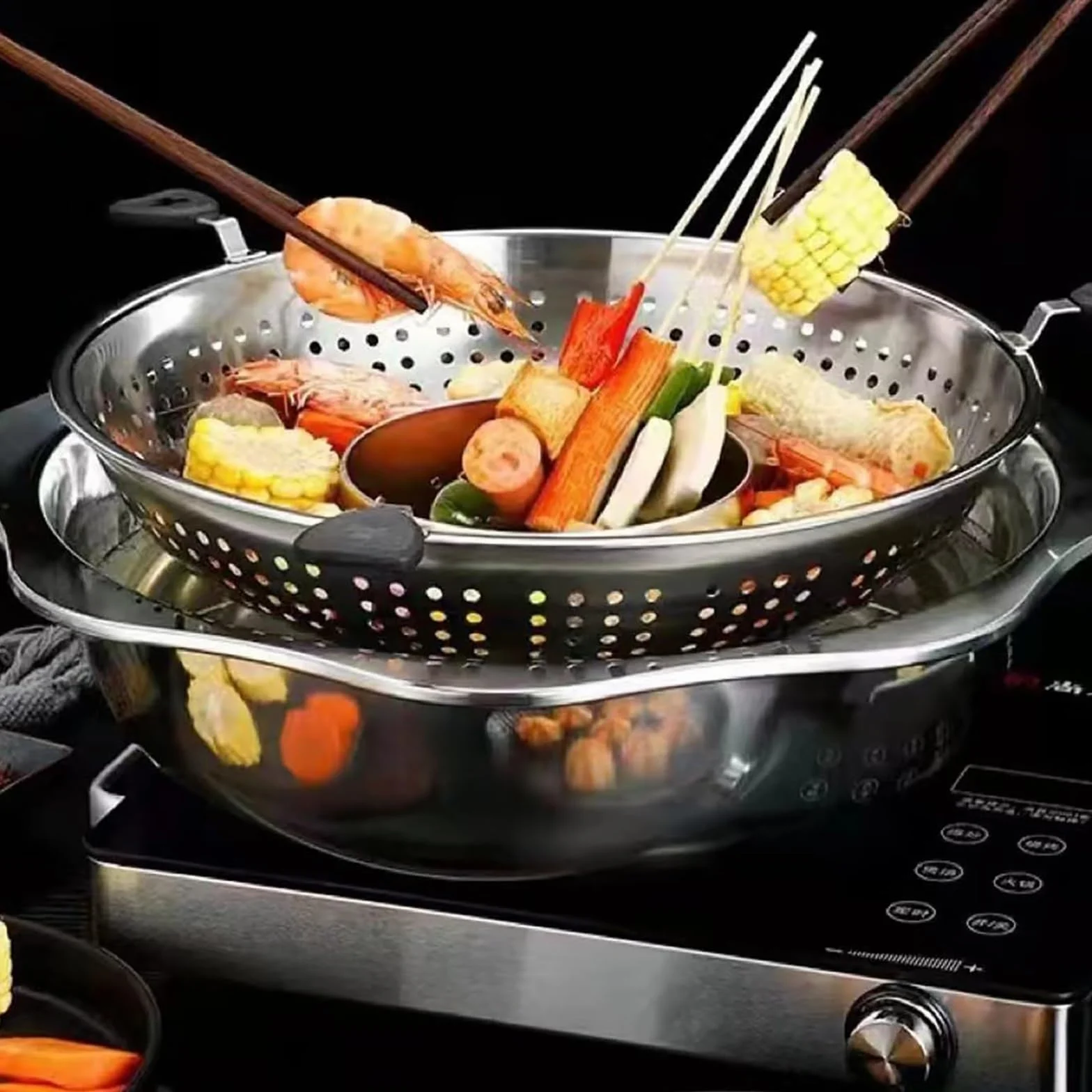 Gorący garnek ze stali nierdzewnej, zestaw komercyjnych garnków z dzielonym pojemnikiem, łatwe podnoszenie i serwowanie, do domu, restauracji, na imprezę i piknik