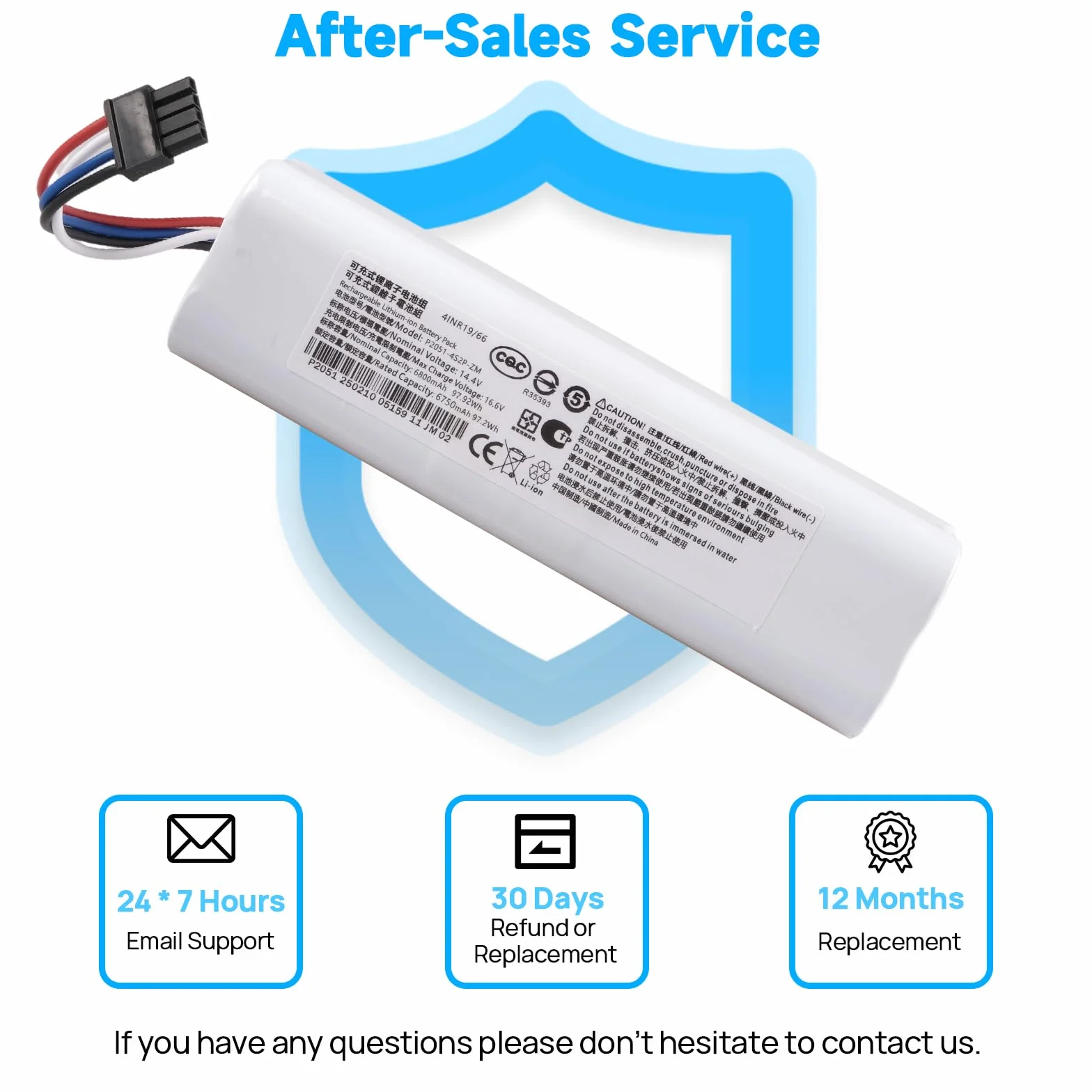 Akumulator 6800 mAh kompatybilny z Dreame D9 D9 Pro D9 Max, D10 D10S D10 Plus, L10 L10S L10 Pro L10 Plus, F9, Z10 Z10 Pro, Xiaomi Roborock S5 S6 S7, Mijia 1T, X10 robot odkurzający P2000 8-4S2 P-MMBK