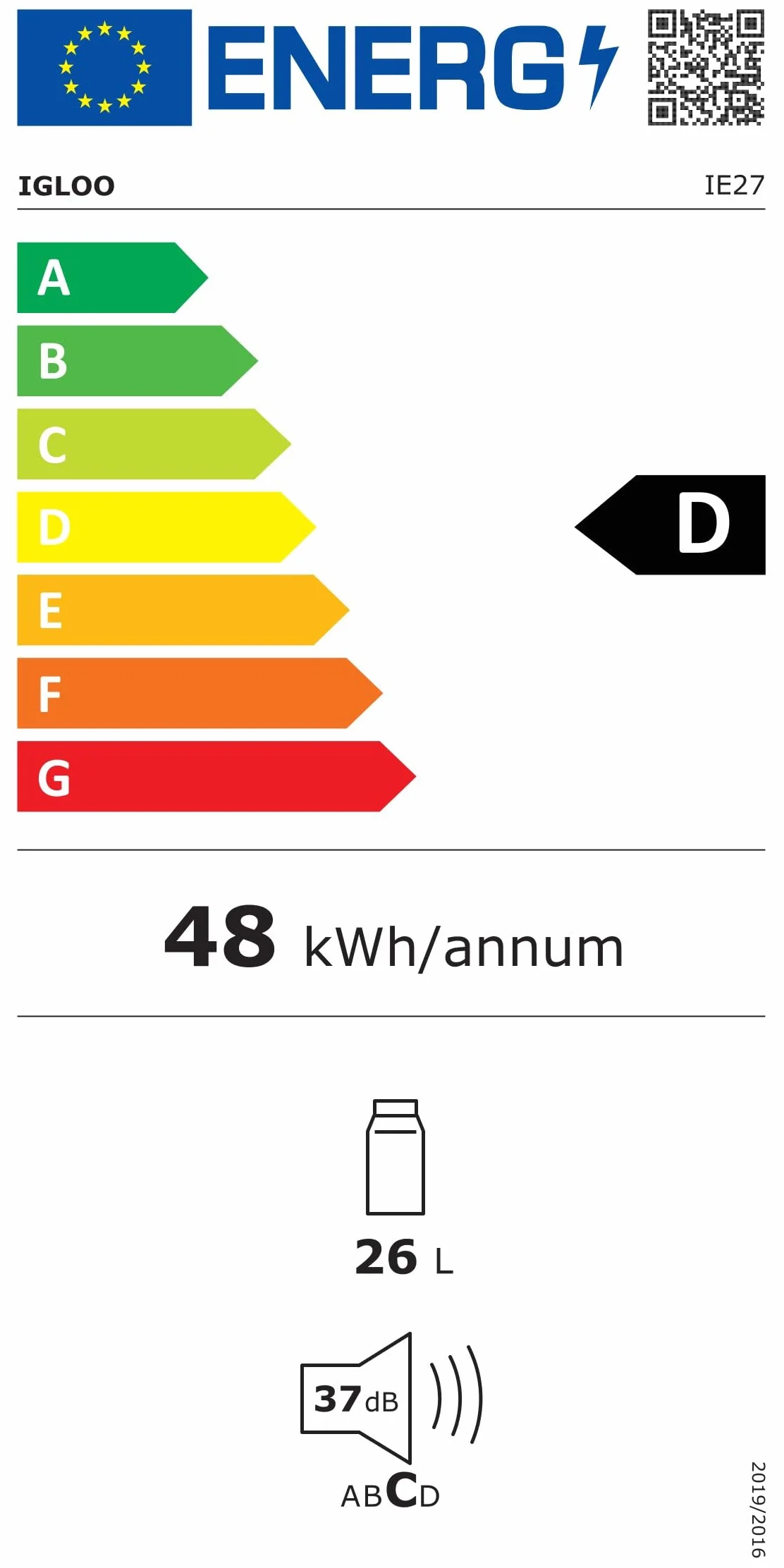 IGLOO IE27 elektryczna lodówka turystyczna 12V/230V, 26L – kompaktowa lodówka samochodowa na kemping, wakacje, łódź i festiwale, lekka i przenośna, ze schowkiem na kabel oraz trybem Eco/Max