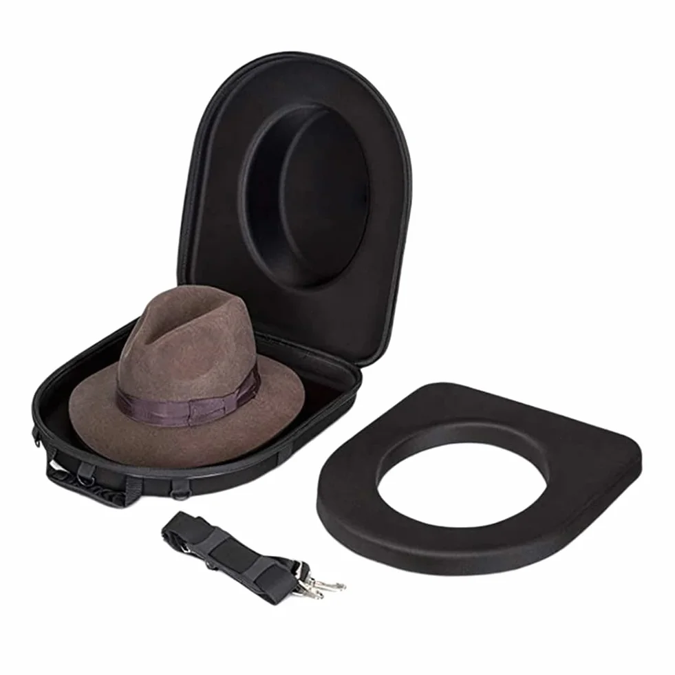 Etui na kapelusze do Kapeluszy Fedora, Panama, Meloniki, Pudełko na Kapelusze z Twardą Skorupą z Regulowanym Paskiem na Ramię, Pasek Bagażowy, Podróżne Pudełka na Kapelusze Dla Mężczyzn, Czarne