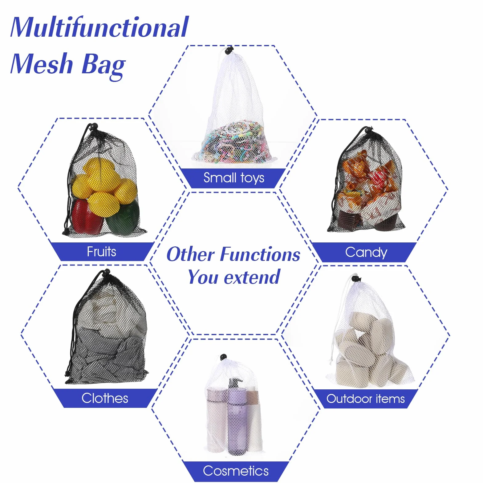 Ouligay 6 szt. siatkowe torby ze sznurkiem z zamknięciem na sznurek, nylonowa torba siatkowa, 30 x 20 cm, mała delikatna torba na pranie do podróży, siatkówki, golfa, na plażę, zabawki, zbieranie,