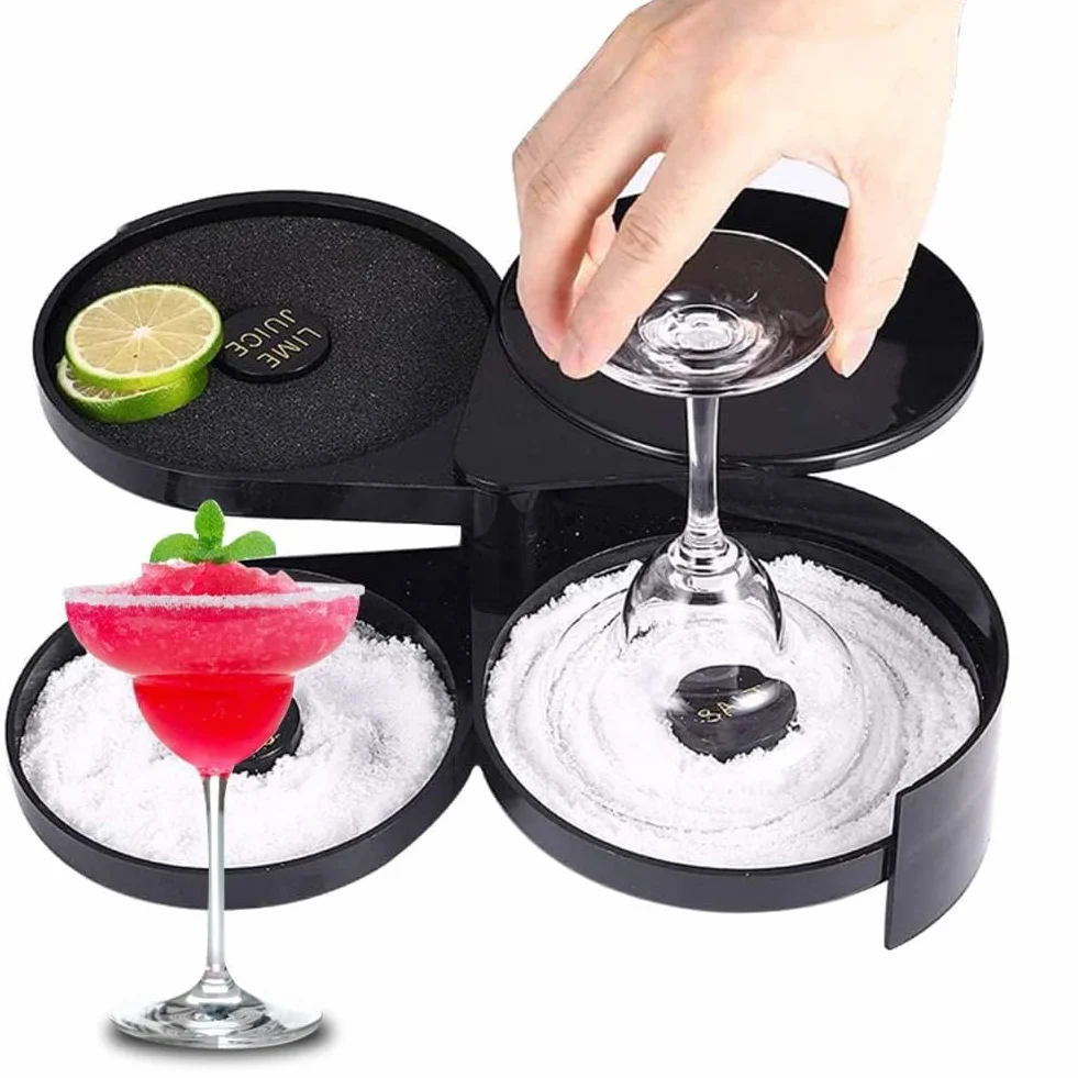 Szklany Rimmer Koktajl Rimmer, ABS + Gąbka 3 Tier Obrotowe Tace Narzędzie Barmana do Koktajlu Home Bar Party Supplies