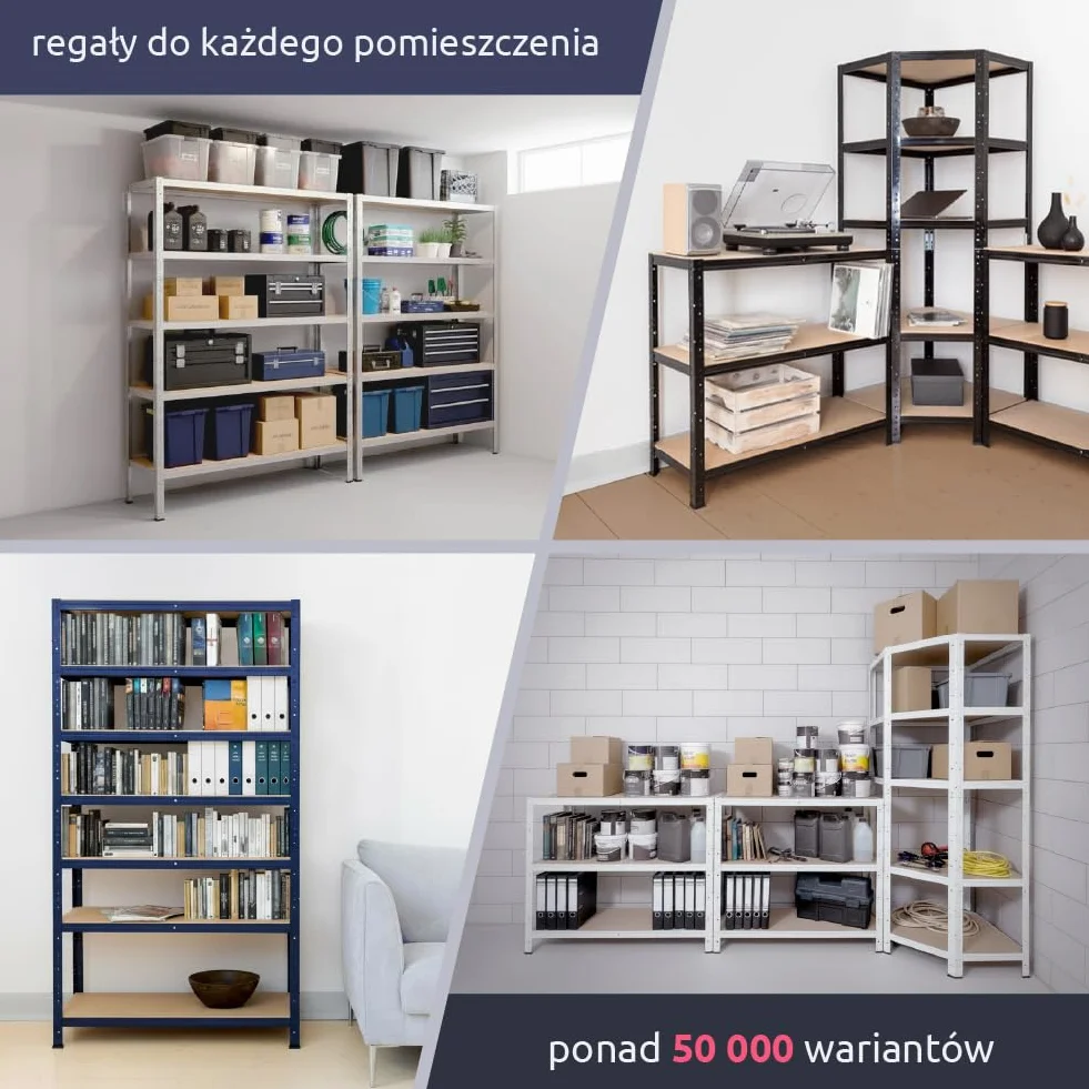 shelfplaza Home 200x70x40cm regał narożny niebieski: 5x175kg | Regały aluminiowe Regał do schowka Szafa garażowa Metalowy regał magazynowy Regał do przechowywania
