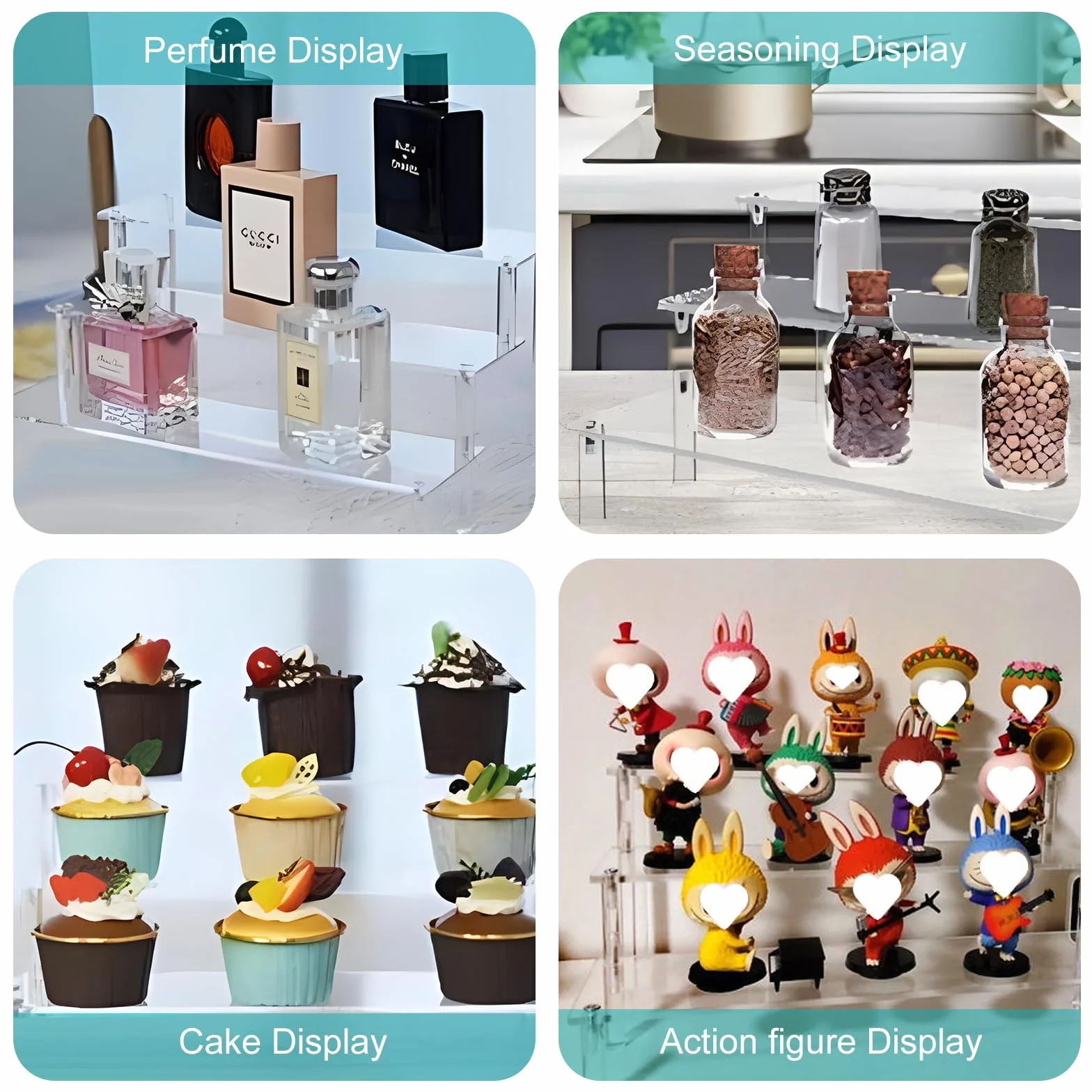 Trzy-poziomowy stojak akrylowy, organizator perfum, transparentny design, odpowiedni do prezentacji figurek, biżuterii, ciast, pomadek, lakierów do paznokci, przypraw, itp
