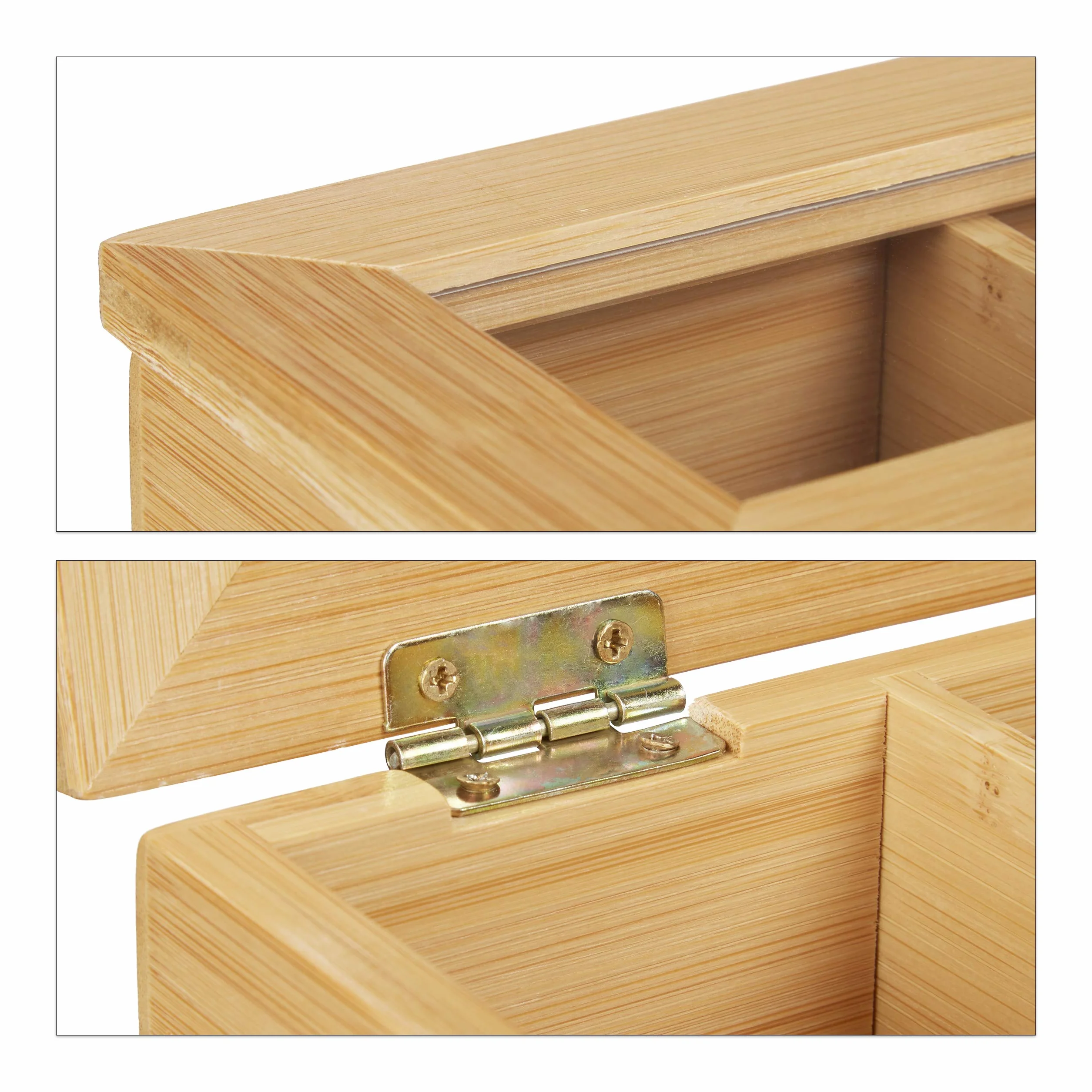 Relaxdays Pudełko na herbatę bambusowe 12 przegródek z okienkiem organizer 9 x 41 x 16 cm naturalne