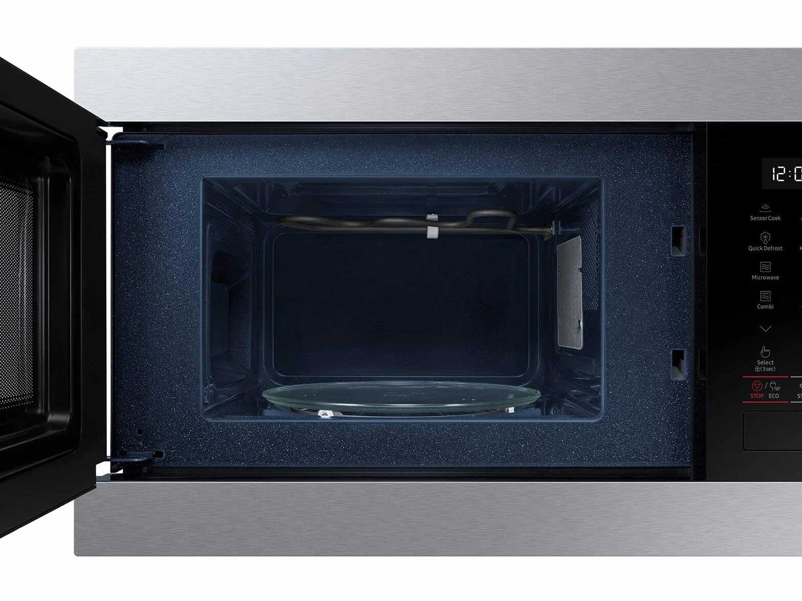 Samsung MG22M8274AT/E1 kuchenka mikrofalowa do zabudowy z grillem, 850 W, pojemność 22 l, mała kuchenka mikrofalowa do wnęki 38 cm, funkcja utrzymania ciepła, inteligentny czujnik, odporne na