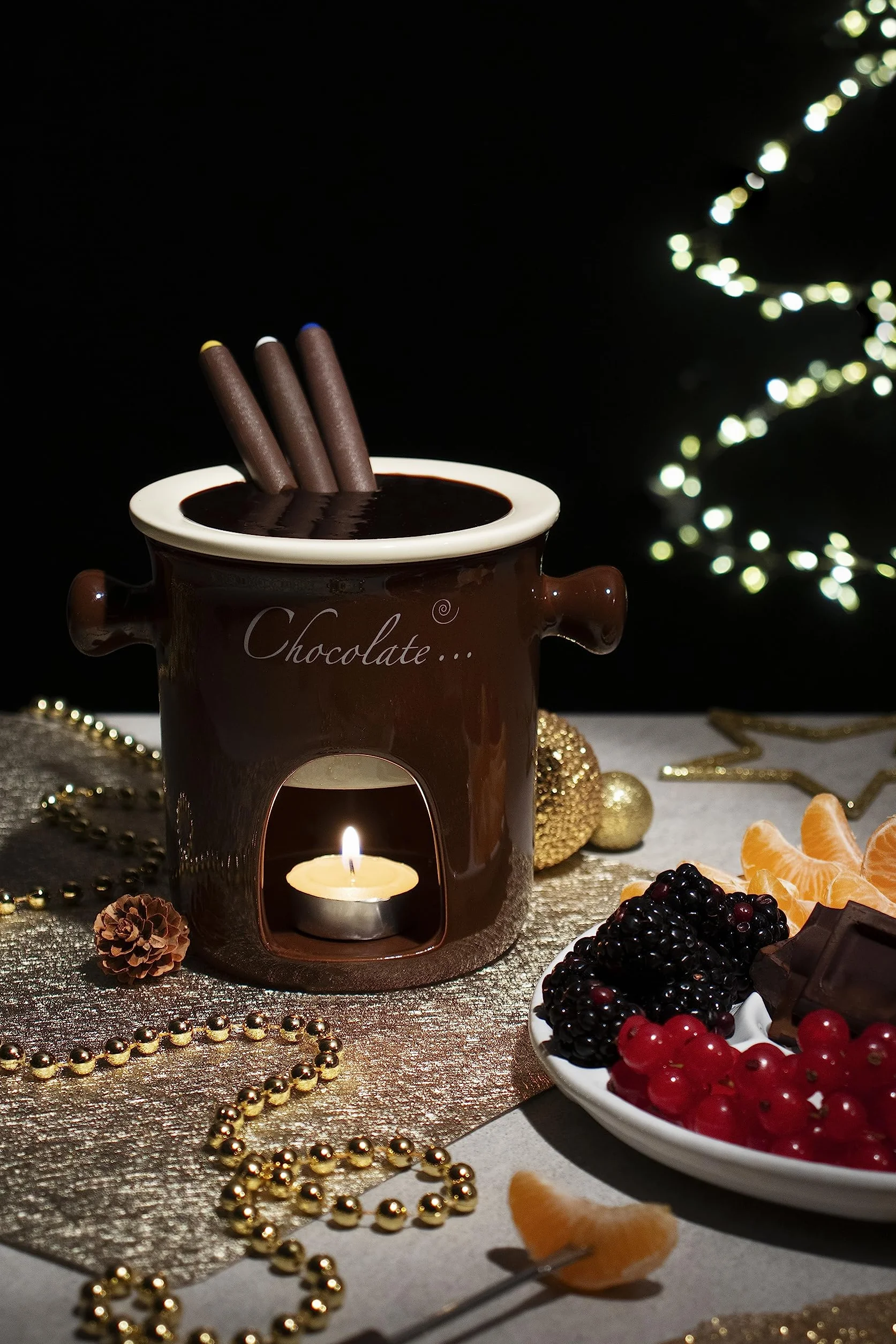 Molecuisine czekoladowe fondue 7-częściowy zestaw czekoladowy kremowy/brązowy