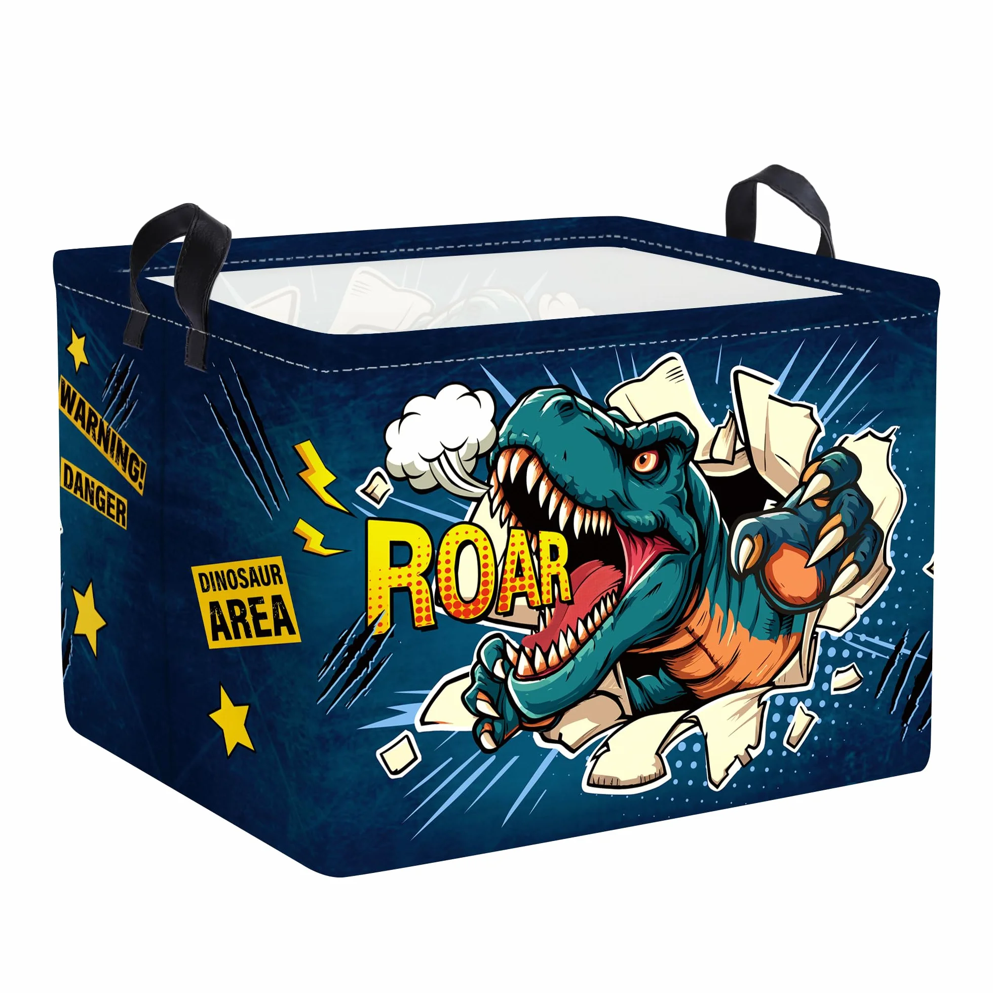 Clastyle Kosz na pranie dla dzieci z dinozaurami 3D, składany, na ubrania, zabawki, do pokoju dziecięcego, łazienki, 40 x 30 x 30 cm