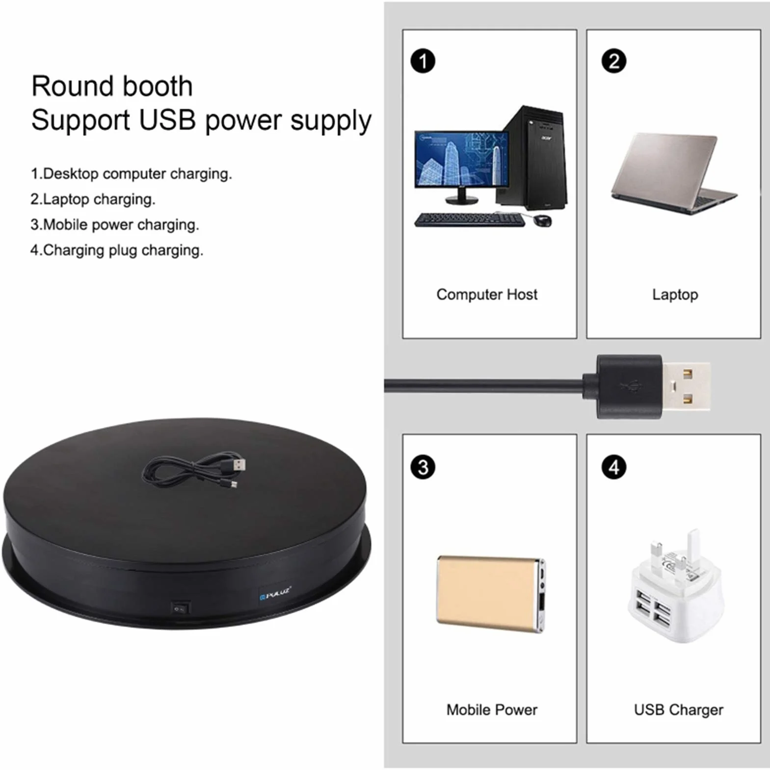 Stojak na biżuterię Gramofon Glorify do Dekoracji Biały ABS PC 30 Cm USB do Sklepu Sklepowego (Rozmiar 2)