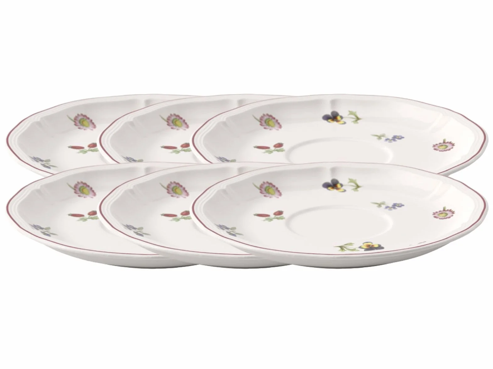 Villeroy & Boch Petite Fleur spodek śniadaniowy 6 sztuk nr 1023951250 i zestaw 4 szt. EKM Living słomki ze stali szlachetnej