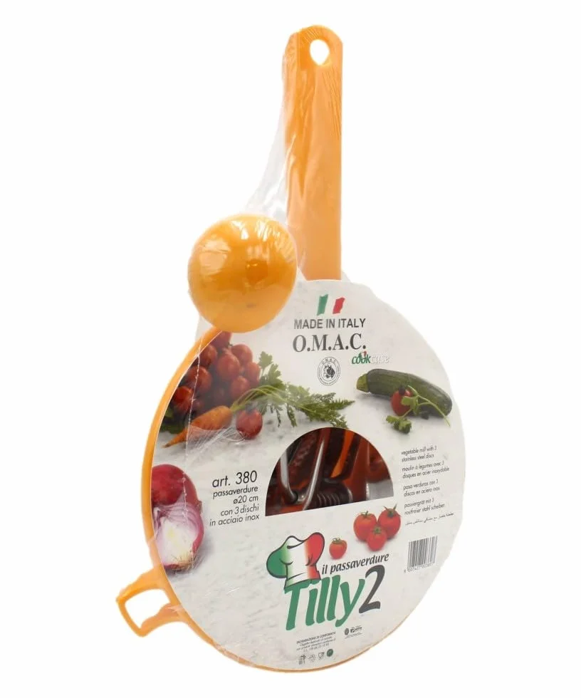 O.M.A.C. Tilly 2 - Food Mills (stal nierdzewna, żółta, plastik, stal nierdzewna, stal nierdzewna, tworzywo sztuczne)
