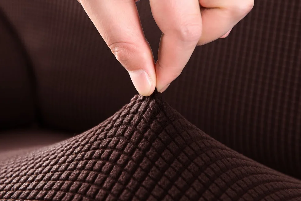 Grube pokrowce na sofę 1 2-3-4-osobowa żakardowa sofa pokrowiec antypoślizgowy łatwe dopasowanie dziewiarski poliester spandex tkanina stretch wszystkie pory roku ochraniacz na kanapę (2-osobowa: 140-185 cm, kawa)