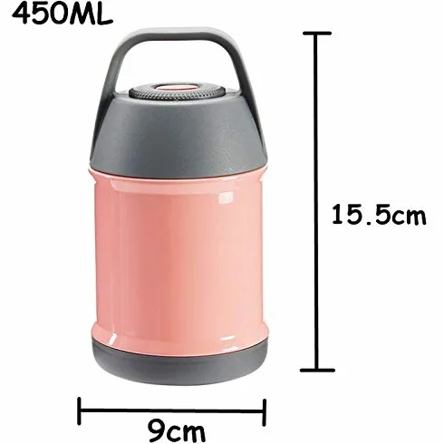 450 ml próżniowo izolowane pudełko na lunch utrzymuje jedzenie w cieple szczelne pojemniki ze stali nierdzewnej termiczne jedzenie, pudełka na lunch ，Pojemniki na żywność(Orange)