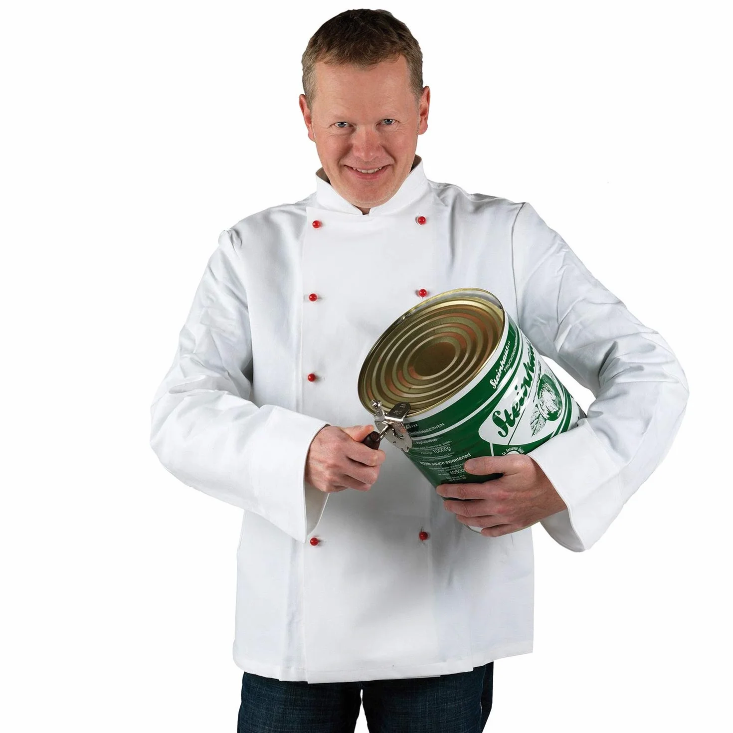 Westmark Wytrzymały otwieracz do puszek, do użytku komercyjnego, odpowiedni do puszek o rozmiarach gastronomicznych, stal/drewna, tytan, 12242260