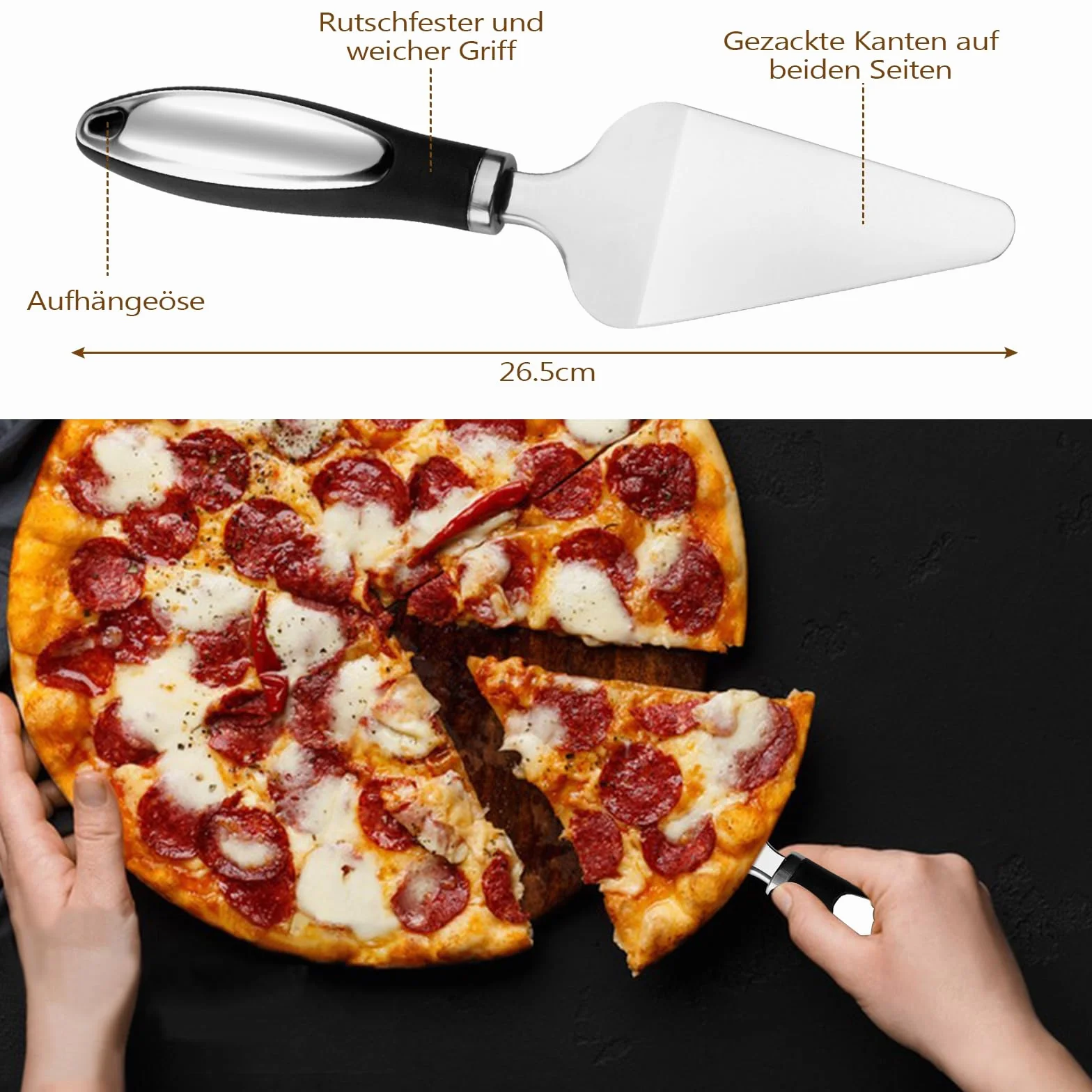 2-częściowy Nóż Do Pizzy I Łopatka Do Ciasta – Uchwyt Antypoślizgowy, Ostry Nóż Do Pizzy Ze Stali Nierdzewnej, Kuchenny Nóż Do Pizzy Z Ostrzem Kołyskowym, Gadżety Kuchenne, Można Myć W Zmywarce