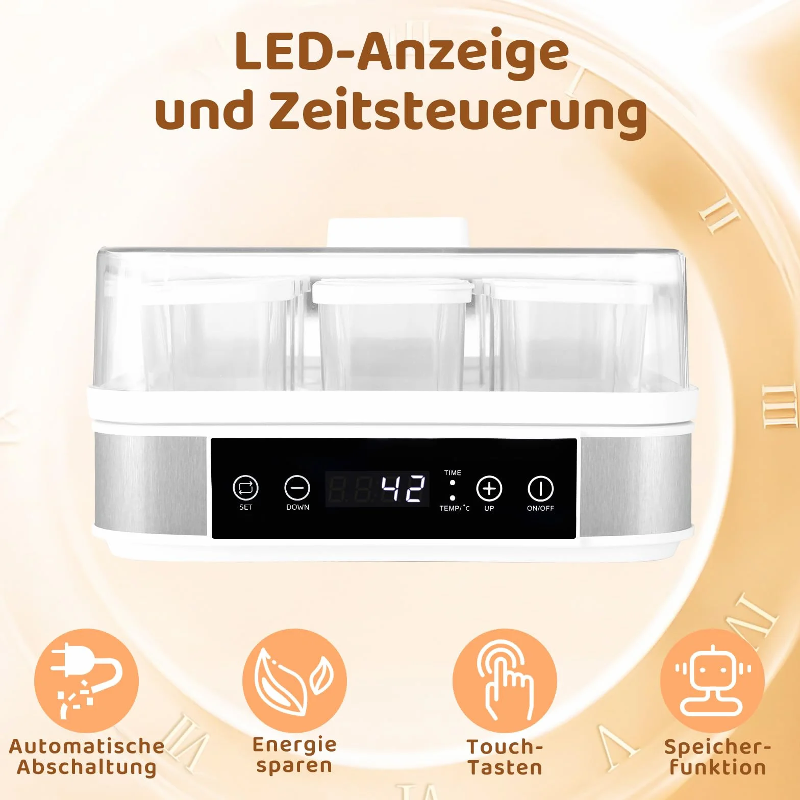 Automatyczna Cyfrowa Maszyna do Jogurtu z 9 Słoikami, 40 W, bez BPA, Timer