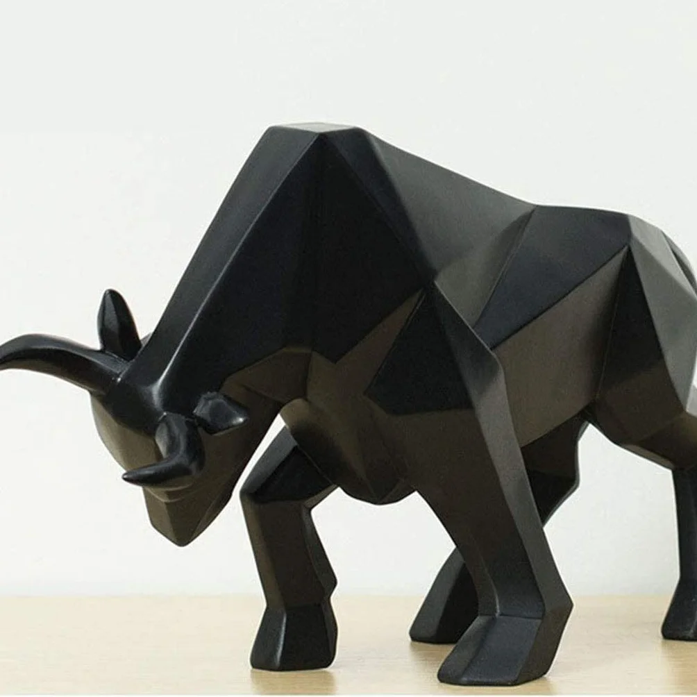 Żywica Bison Ox rzeźba abstrakcyjne rzemiosło ozdoba akcesoria prezent urodzinowy byk statua dekoracja biurowa Home Art 1215