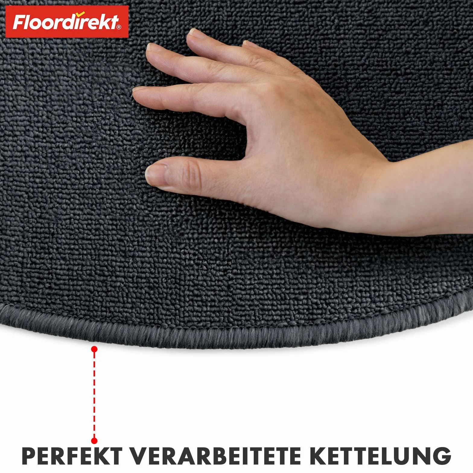 Floordirekt 1 x mata na schody wewnątrz, dywan na schody wewnątrz, dywan na stopnie schodowe, dywan na schody (londyn, antracyt, 65 x 23 cm, półokrągłe)