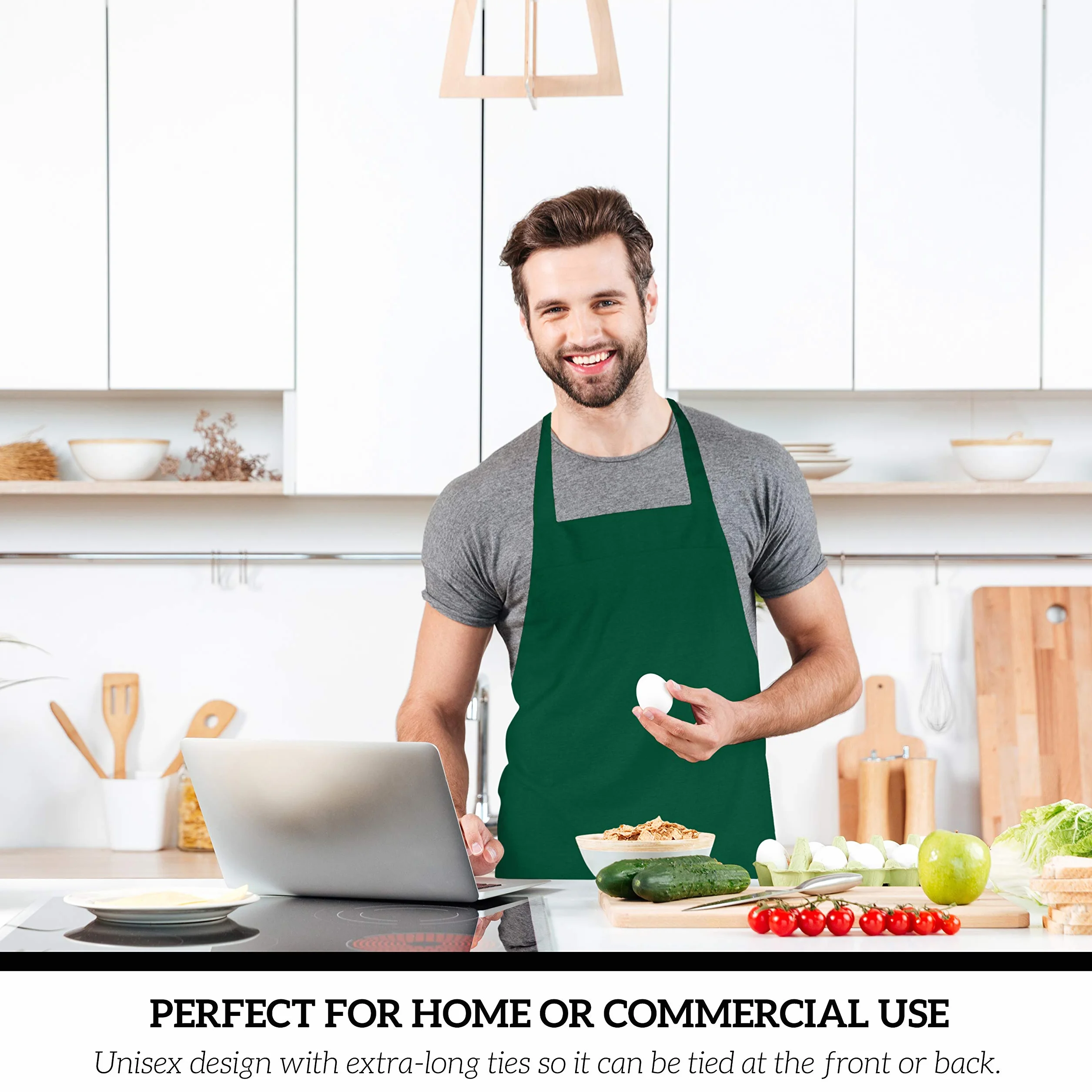 Zielony styl życia 12 szt. fartuch na szelkach - unisex czarny fartuch luzem można prać w pralce do kuchni rzemiosła grilla rysunku na zewnątrz