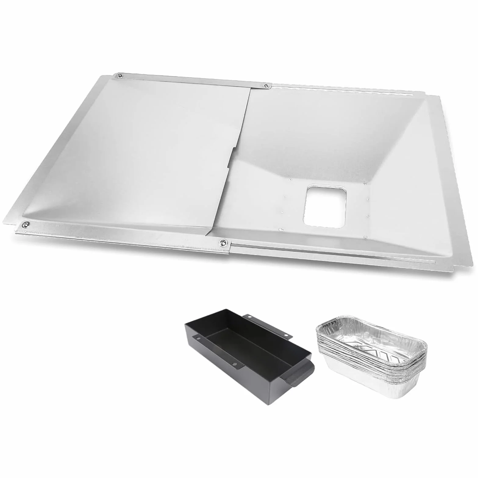 GFTIME Uniwersalna taca na tłuszcz z tacą ociekową od 38 cm do 65 cm, regulowana taca ociekowa do grilla gazowego z 2/3/4 palnikami od Charbroil, Dyna Glo, Nexgrill, Kenmore, Uniflame i innych