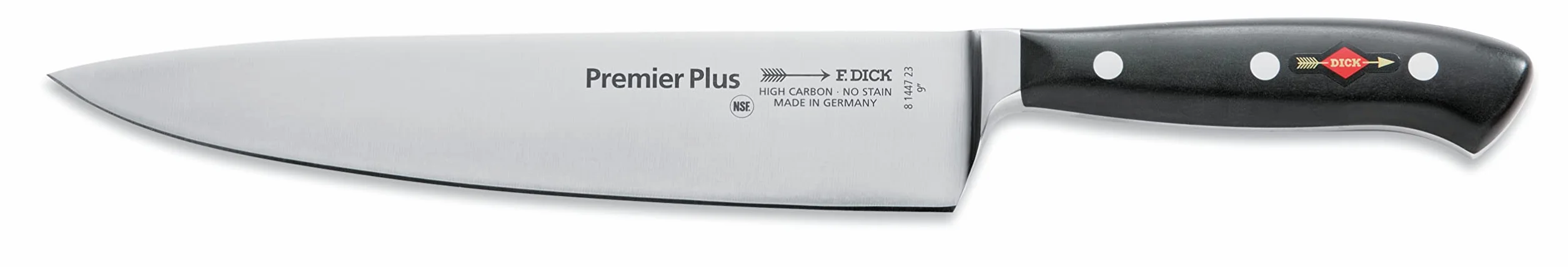 F. DICK Nóż szefa kuchni, Premier Plus (nóż z ostrzem 23 cm, stal X50CrMoV15, nierdzewny, 56° HRC) 81447232, czarny, 36 cm
