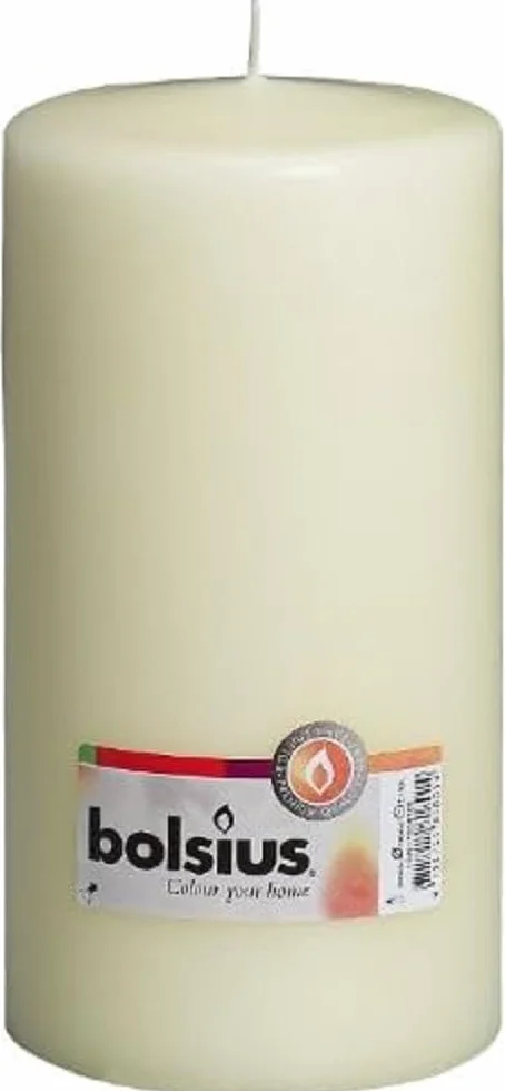 BOLSIUS - Świece filarowe - kość słoniowa - 20 cm - czas palenia 120 godzin - 8 sztuk