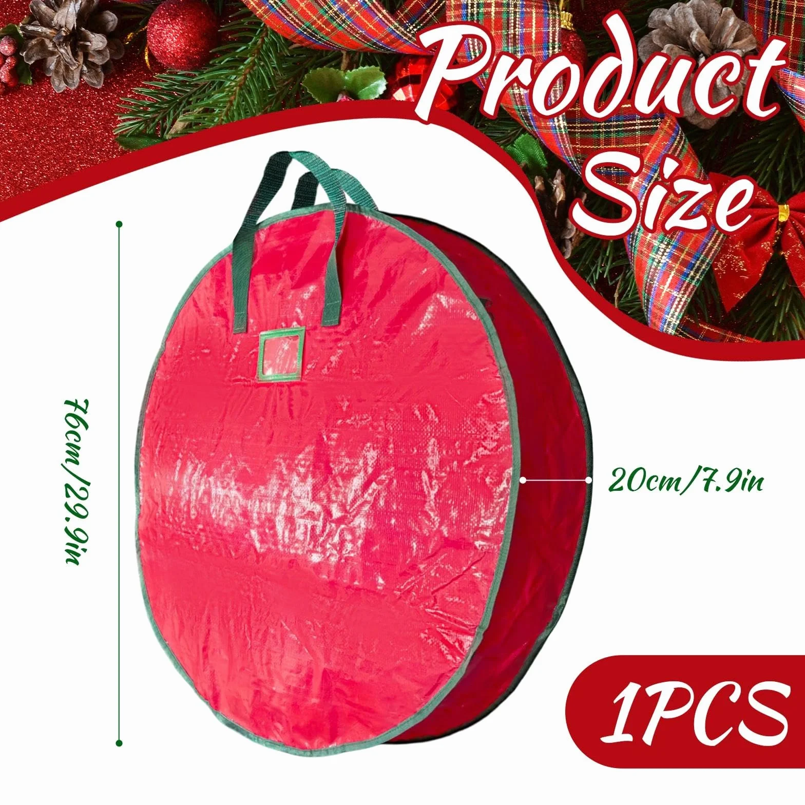 Torba na wieniec bożonarodzeniowy, torba do przechowywania girland, świąteczne wieńce na wieniec adwentowy, ozdoby świąteczne (czerwone cale-76 cm)