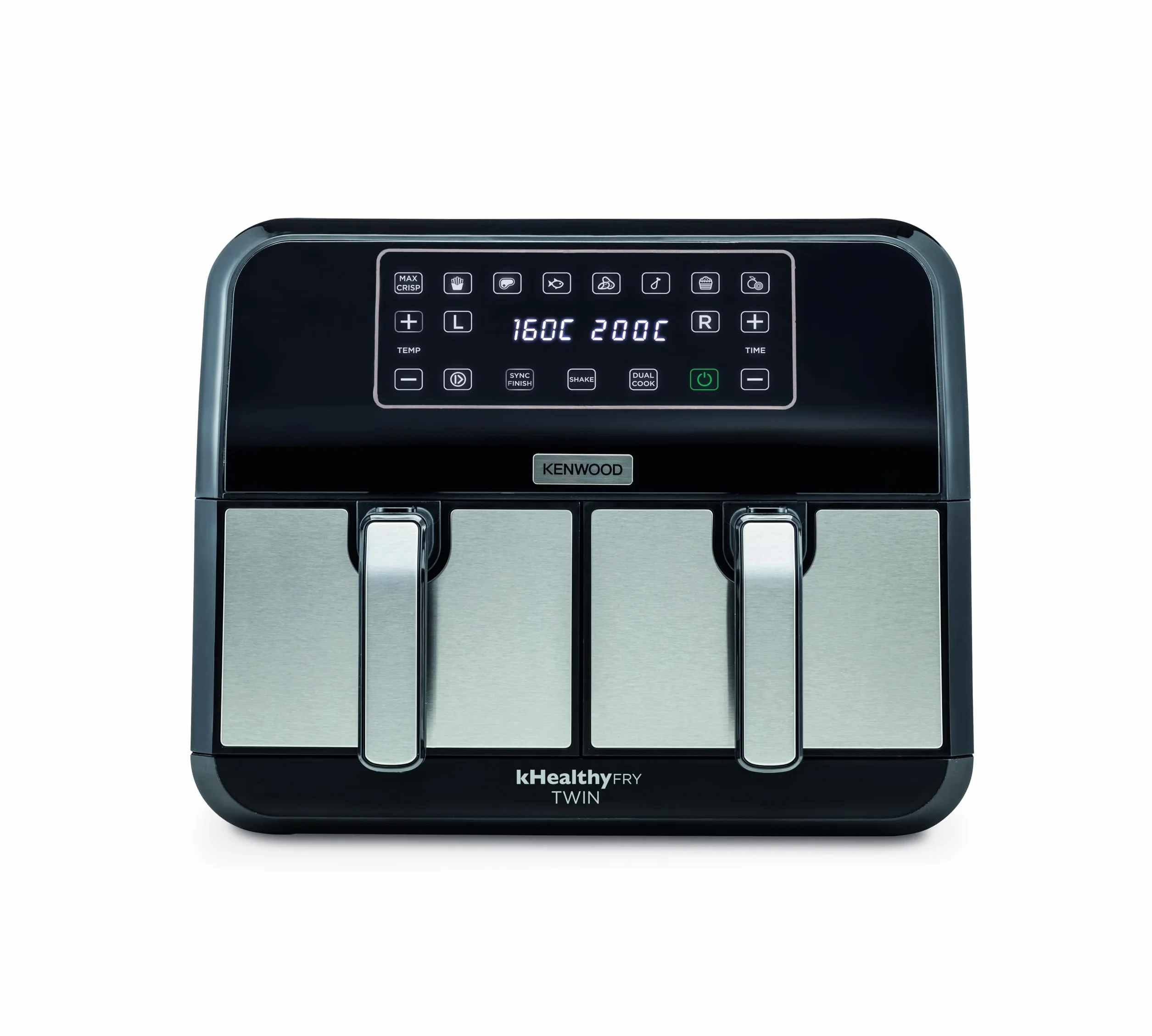 Kenwood kHealthy Fry Twin Airfryer, 8 l (2 x 4 l), podwójna komora, 8 programów, funkcja Dual Cook & Sync Finish, wyświetlacz dotykowy, nieprzywierająca, 200º, timer (do 60 min) i funkcja suszenia 24