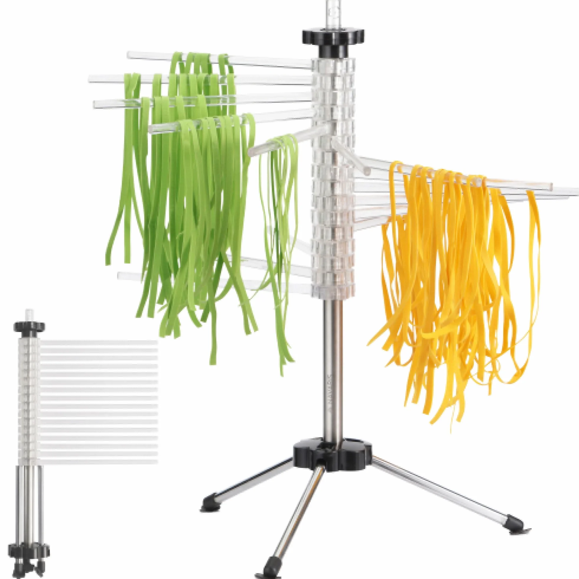 Navaris Sk?adany Stojak Do Suszenia Makaronu - Wysoka Suszarka Do Makaronu Spaghetti Stojak Do 2 Kg Domowego Makaronu