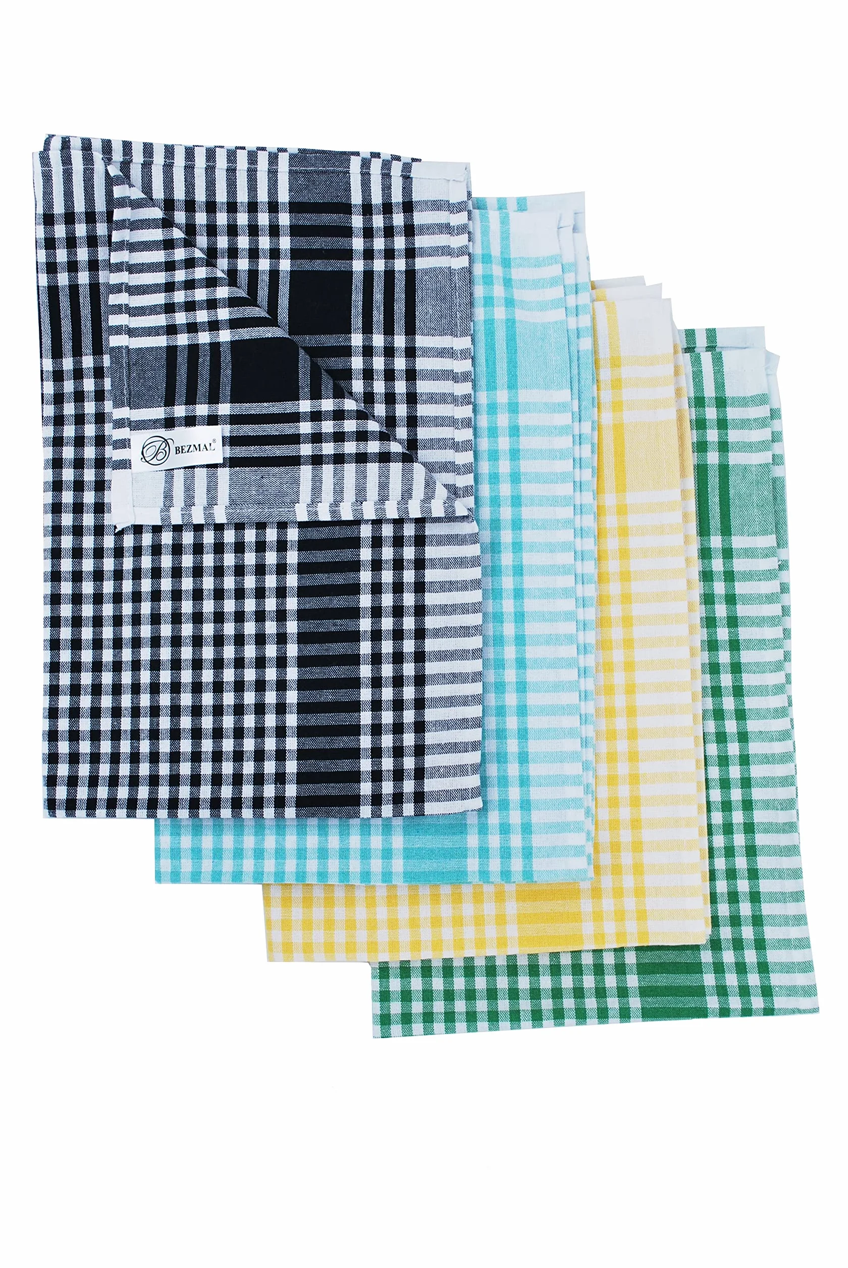 Zestaw 10 szt. i 5 szt. premium ścierki do naczyń 100% bawełna klasyczny i retro wygląd 45 x 70 cm (5, żółto-białe)