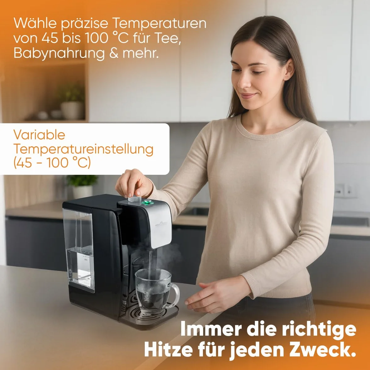 Profi Cook PC-HWS1168 - Dozownik/fontanna gorącej wody - Pojemność: do 2,2 litra - 2600 W - Kolor srebrny i czarny