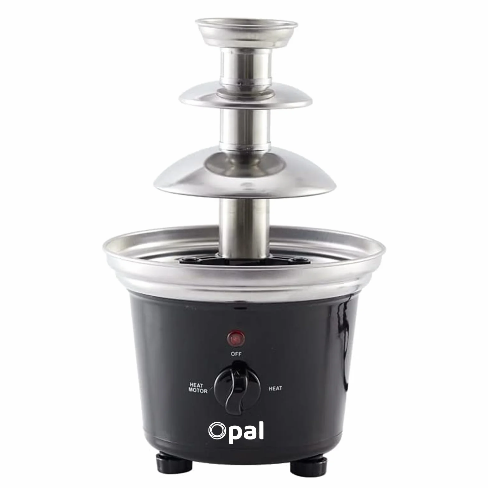Opal Fontanna do Czekolady 3-Poziomowa – Stal Nierdzewna, 500ml, 90W, Zestaw Fondue Elektryczny z Podgrzewaną Podstawą (OCF17)