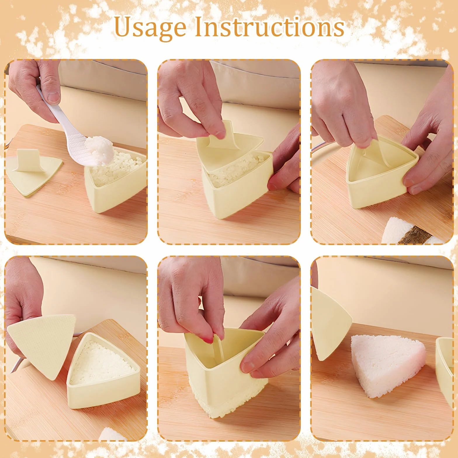 3 formy do samodzielnego przygotowania sushi i kulek ryżowych Onigiri Maker, gładka powierzchnia, łatwa do czyszczenia, odpowiednia dla początkujących