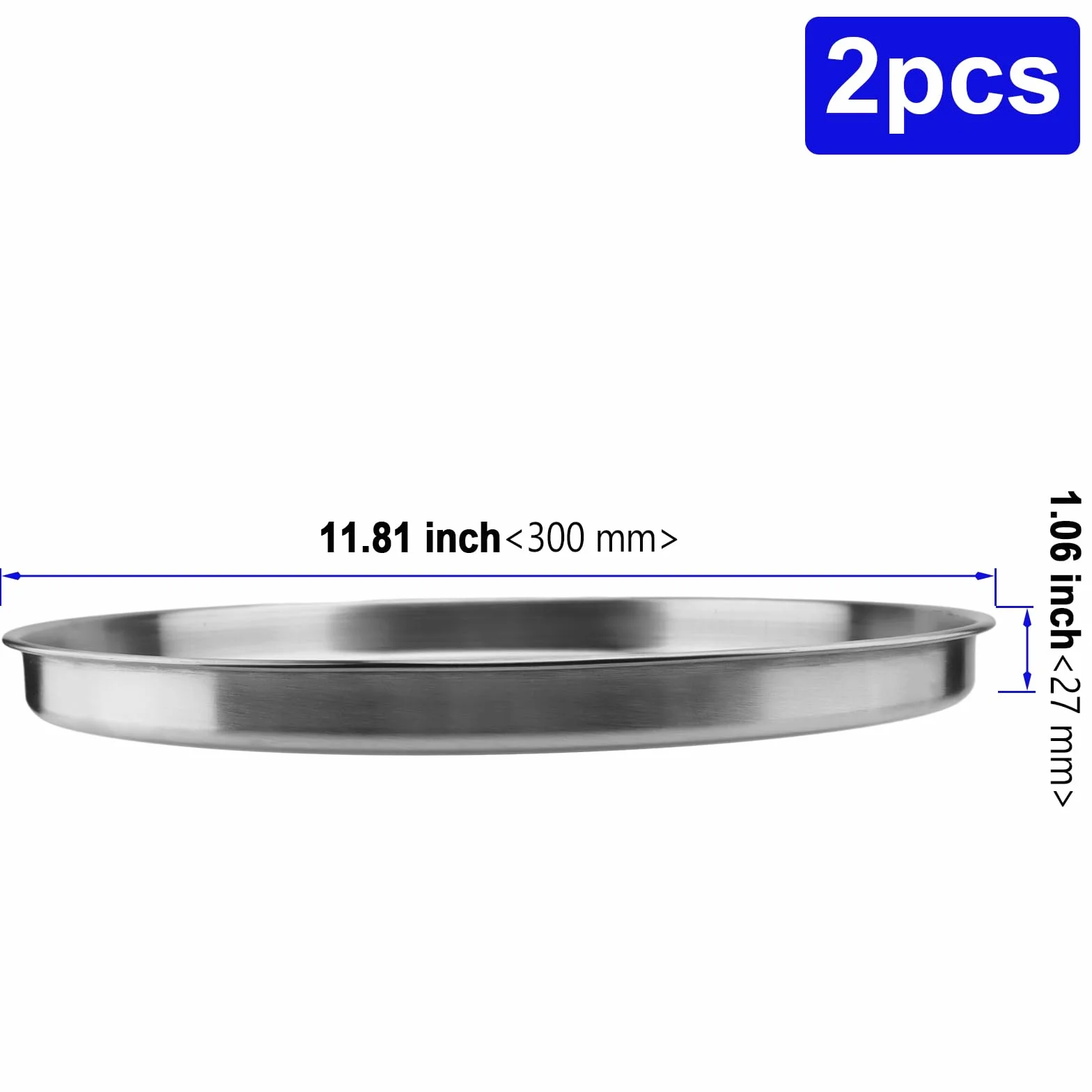 Okr?g?a forma do pizzy, 30 cm, stal nierdzewna, blacha do pizzy, okr?g?a taca, patelnia do gotowania, na kemping, imprezy, piknik, spotkania rodzinne, 2 sztuki