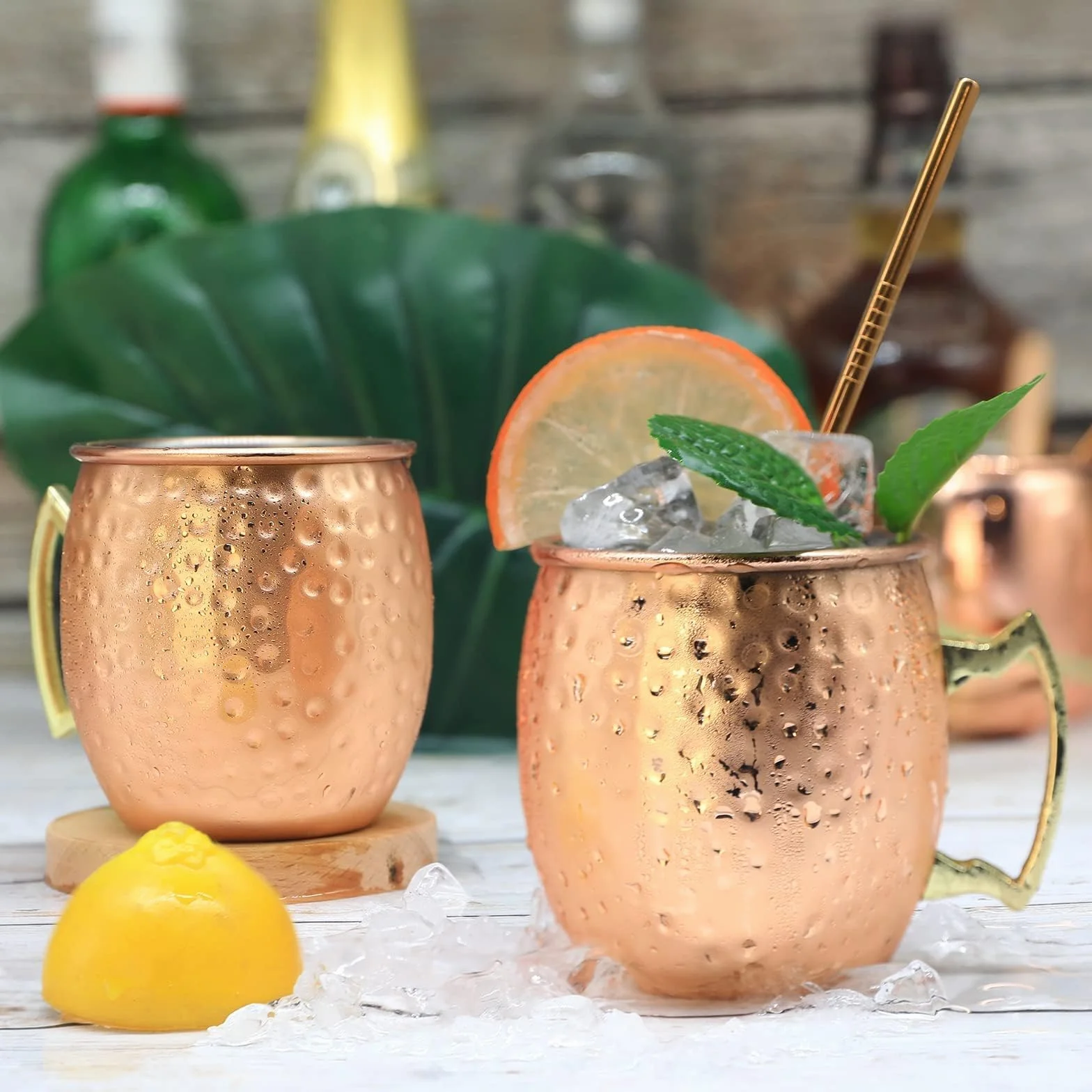 Miedziane kubki Moscow Mule ze stali nierdzewnej 540 ml zestaw 2 sztuk