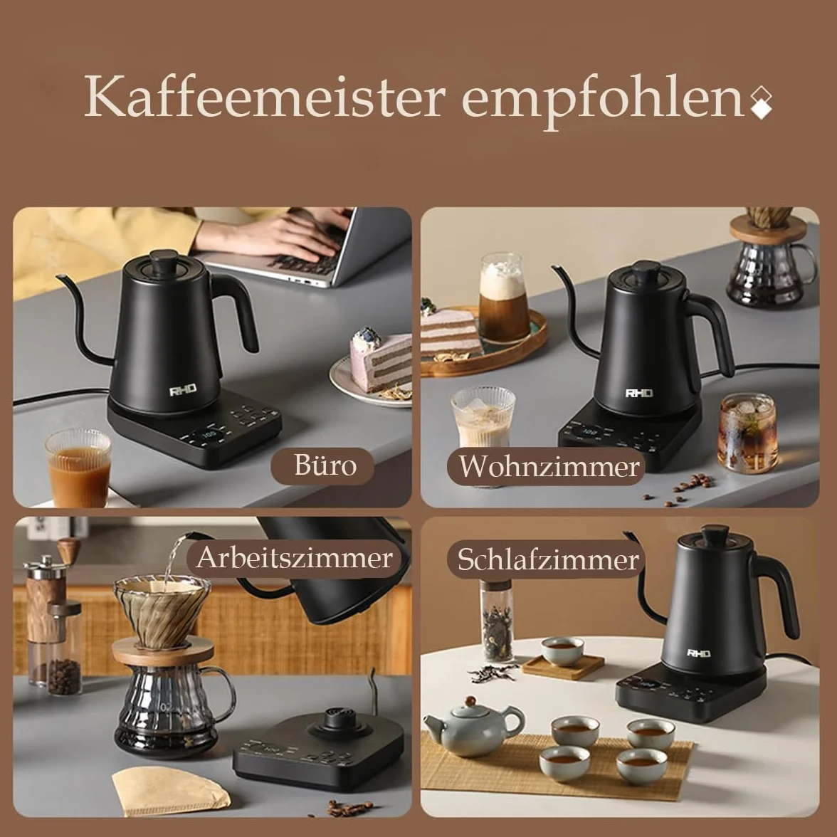 Czajnik elektryczny ze stali nierdzewnej Kitchen Aid czajnik elektryczny, 1 l, termostatyczny czajnik do herbaty, 1000 W, dzióbek pod kątem 90°, stal nierdzewna 304, ochrona przed pracą na sucho